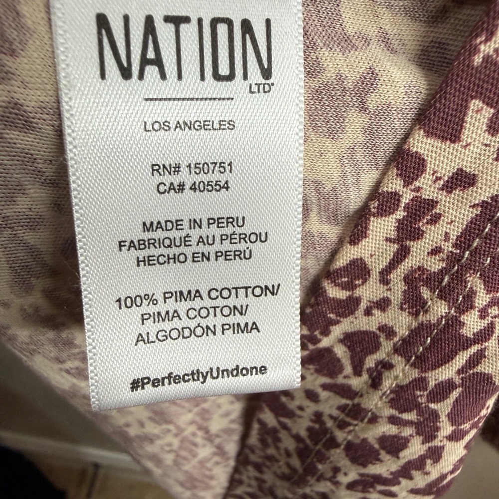 NATION LTD Women's XXL Long Sleeve Smocked Cuff Leopard Print Top Made in Peru - Picture 8 of 10